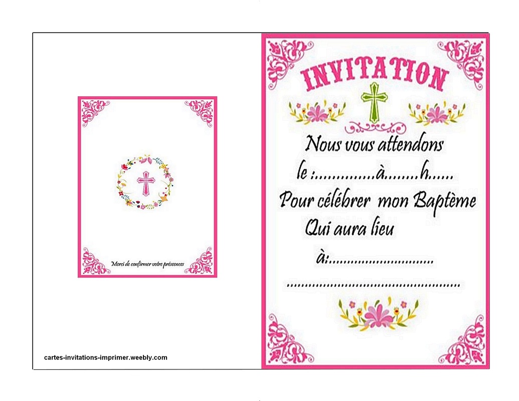 Carte Invitation Bapteme Imprimer Gratuite Carte D Invitation A Imprimer Gratuitement