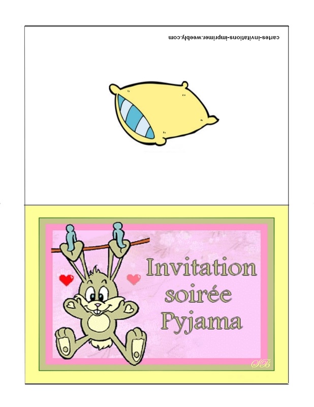 Carte d'invitation anniversaire soirée pyjama